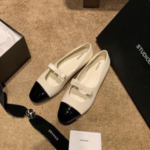 PURETON 여성 가죽 스퀘어 발편한 리본 플랫슈즈