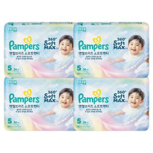 팸퍼스 기저귀 NEW 엔젤브리즈 소프트 5단계 1박스 (36매 4팩)