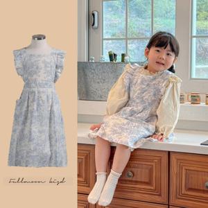 (kc인증완료/KIDS)블루플라워리롱프릴앞치마