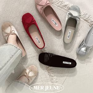 메르젠느 뮤즈 블로퍼 러블리 리본 배색 뮬 슬리퍼