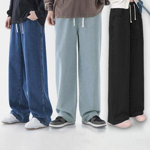 여성 남자 빅사이즈 진청 연청 흑청 밴딩 데님 와이드 청바지
