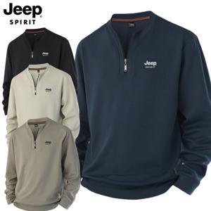 JEEP SPIRIT 남성티셔츠 봄 긴팔 오버핏 반집업 맨투맨