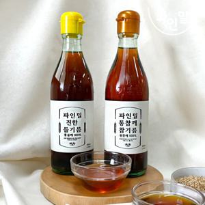 파인밀 통깨 100% 진하고 고소한 참기름 350ml+350ml (총 2병)