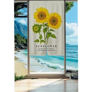 문발 현관 방문 주방 가림막 커튼 해바라기 패브릭 브로마이드 좋은제품+사은품