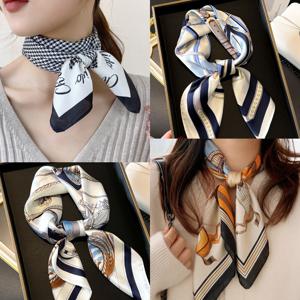 여성 봄 가을 데일리 쁘띠 쉬폰 실크 스카프 정사각