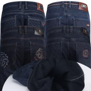 기모청바지 알마니아 일자 스판 중년 남성 겨울청바지