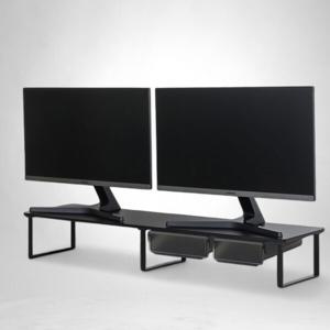 리빙케이 2단 듀얼 모니터받침 가로 100cm 폭 26cm/화분 신발 주방 식탁 책상 다용도 선반