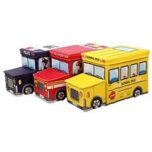 J2K 장난감 정리함 버스 수납 의자 정리정돈 내구성 접이식