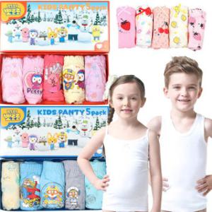 아동팬티 5매입 순면 런닝 삼각 드로즈 주니어 속옷 남아 여아