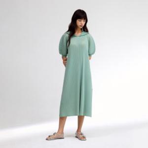 라플리 후드 퍼프소매 롱 원피스_LPOPM125001