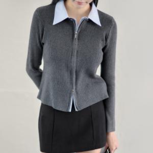 더나무그림 여성 셔츠 레이어드 골지 집업 니트 가디건 NCP1CD001 레이어집업CD