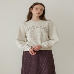 (현대백화점)올리브데올리브 (OE5AE870) 빈티지 프린트 맨투맨 티셔츠