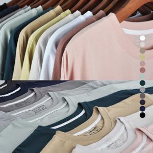 남자 남성 긴팔티 라운드넥 티셔츠 오버핏 박스핏 무지 리치오버긴팔티