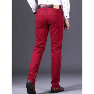 와인 일자 바지 면바지 비즈니스 남성용 스판 스트 스타일 캐주얼 남자 레드 청바지 클래식