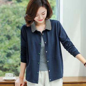 중년 여성복 자켓 봄 가을 얇은 코트 폴로넥 여자 엄마옷 상의 중장년 고급 코트