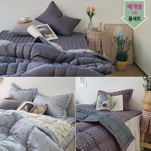 {베개솜포함}이불패드세트 /차렵이불+패드+베개커버+베개솜 기숙사 봄 이불세트  {봄 신상추가}