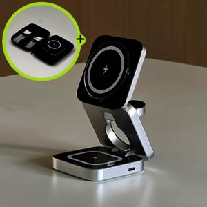 여행용 접이식 아이폰 갤럭시 맥세이프 3IN1 무선 충전기 s25 갤럭시워치7 z플립6 파우치 증정