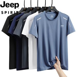 지프 JEEP SPIRIT 냉장고 남성 속건 반팔 티셔츠 여름 고탄력 아이스 통기 프린트 상의 JP40625