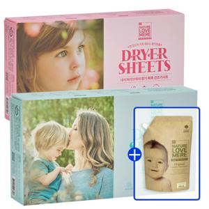 네이쳐러브메레 아기섬유유연제 건조기시트 각 40매 2개 + 세제 리필 오리지널 향 500ml 1팩