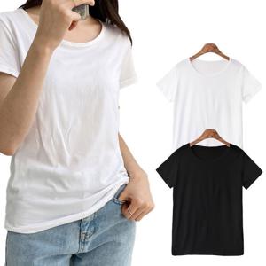 여름 여성 반팔 티셔츠 라운드 슬림