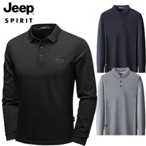 JEEP SPIRIT 남성 긴팔 상의 중년 터틀넥 폴리에스터 이너 루즈핏 봄가을 폴로넥