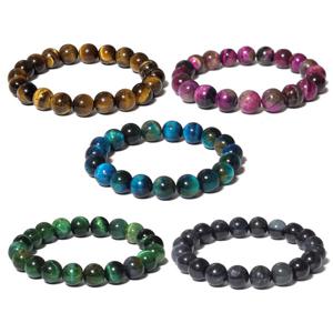 지홍 데일리 컬러 8mm 호안석 팔찌 행운 재물운 염주 남녀공용