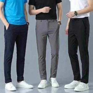 슬림핏 스판 남자 슬랙스 빅사이즈 여름 쿨링 아이스바지 밴딩 정장바지