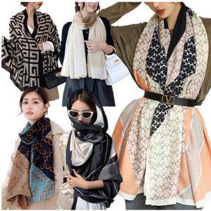 1+1 봄 가을 여성 롱스카프 180X70 여성 실크 스카프 어깨숄 간절기 여자 머플러