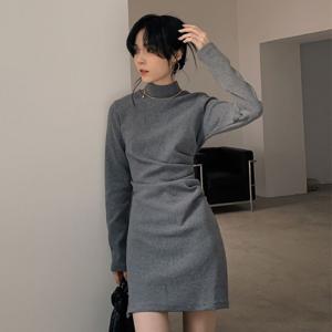 여자 루즈핏 미디 긴팔 원피스 스판 슬림 이너 원피스