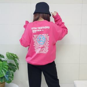 투스타시스 (국산면원단/국내자체생산) T1020 남성여성 히트 레터링 맨투맨 티셔츠 20대30대여성의류