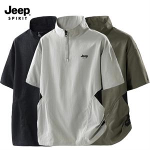 지프 JEEP SPIRIT 반팔 하프 지퍼 티셔츠 아노락 바람막이 스포츠티 하이넥 카라 JP2506