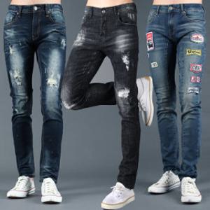 제이로드8 프리미엄 빅사이즈 남자청바지 카고 밴딩 찢어진바지 빈티지 워싱 블랙 일자 스판바지 9부 여름