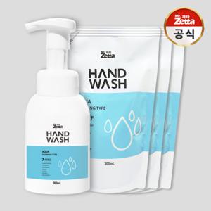 미스터제타 포밍 핸드워시 아쿠아 300ml 본품 1EA+300ml 리필 3EA 거품비누 항균비누 핸드솝 손세정제