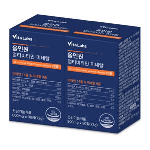 비타랩스 올인원 멀티비타민 미네랄 90정 X 2통 1+1 행사 종합 비타민 영양제 총 2통 / 단 하루 특가