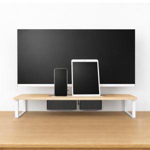 플레이기어 와이드 스마트 모니터받침대 750mm 우드 원목 서랍 받침 선반 대형