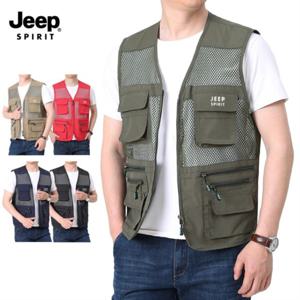 지프 JEEP SPIRIT 메쉬 경량 베스트 작업조끼 낚시조끼 캠핑 등산 아웃도어 JP2166