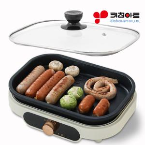 허브 멀티 미니 전기그릴 2단계 온도조절 위생적인 분리세척 전기 팬 잔치팬 전팬 그릴 전골 KSJ-1370EG