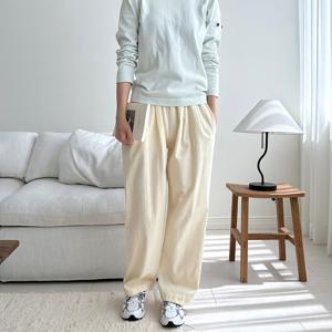 프리딕 여자 봄  핀탁 투턱 와이드 면 밴딩 팬츠 슬랙스 (2장이상 추가할인)