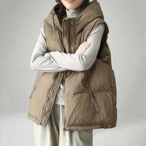 여자 가을 겨울 후드 패딩 조끼 루즈핏 방한 패딩조끼