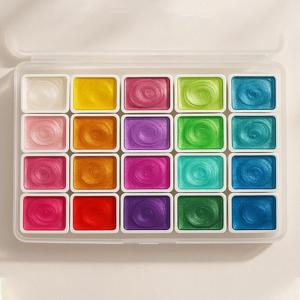 메탈릭 펄 수채화물감 글리터 반짝이 고체물감 캘리그라피 전문가용