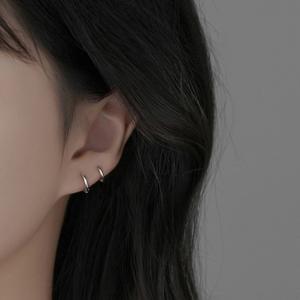 젤루나 (한쌍) 써지컬 2mm 심플 원터치 링 귀걸이 P-01