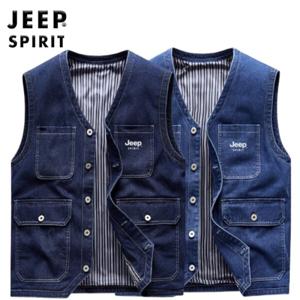 JEEP SPIRIT 남자청조끼 캐주얼 카고 봄가을 루즈핏 주머니조끼