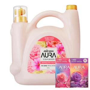 샤프란 아우라 초고농축 섬유유연제 피오니블러썸 5.5L + 아우라 생화캡슐 섬유유연제 680ml 2개 증정
