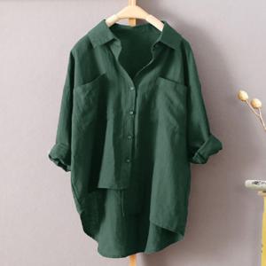 KJP 빅사이즈 롱남방 언발 봄 여성 롱셔츠 블라우스