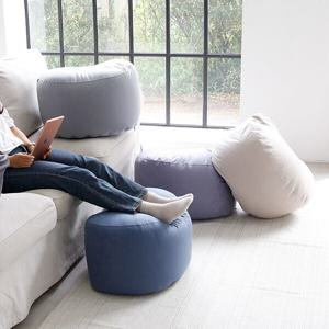 폴랑 알로바 원형 풋스툴 패브릭 발받침대 다리 보조의자 인테리어 쿠션 100% 국내제작