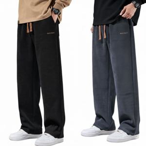 1+1 겨울 남자 두툼한 기모 골덴 바지 세미 와이드 팬츠 남성 융털 바지