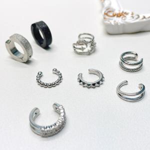 젤루나 써지컬 이어커프 귀찌 귀안뚫는 볼드 투라인 가짜 페이크 귀걸이 P-751~758