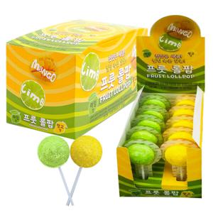 편의점 새콤달콤 마시멜로 프룻 롤팝 망고라임 2가지맛 한정행사 40개(9.5gx40개)유치원학교간식선물