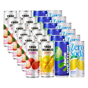 클룹 베스트 B세트 250ml 총24입 1박스(제로소다 레몬+청사과+트루 100% 리치+망고주스) NFC 착즙 과일 탄산