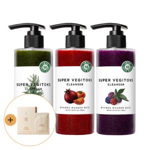 슈퍼 베지톡스 버블 팩클렌저 300ml 펌프형 3개 (그린 레드 퍼플 교차선택) / 레몬청 클렌저 키트 증정